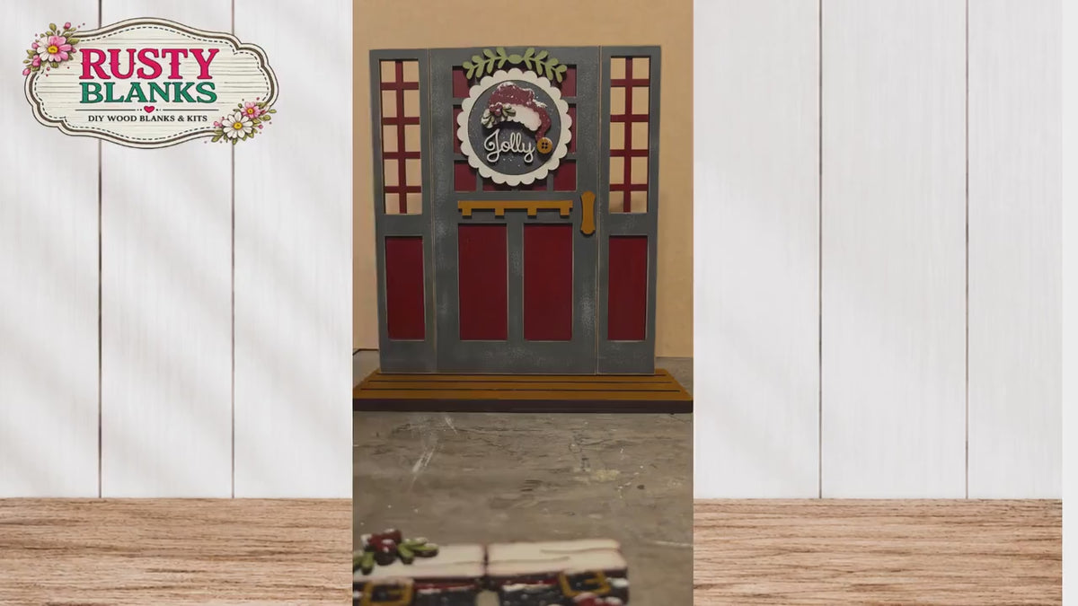 DIY Interchangeable Door Wood Base Kit Craftsman, Barn or Arch Styles Tiered Tray Decor Base with Porch