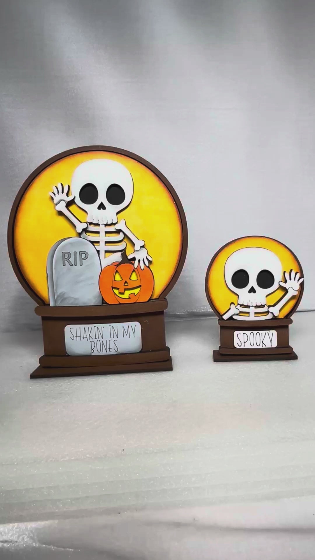 Cute Skeleton Interchangeable Snow Globe Insert | DIY Wood Kit | Interchangeable Snow Globe Decor