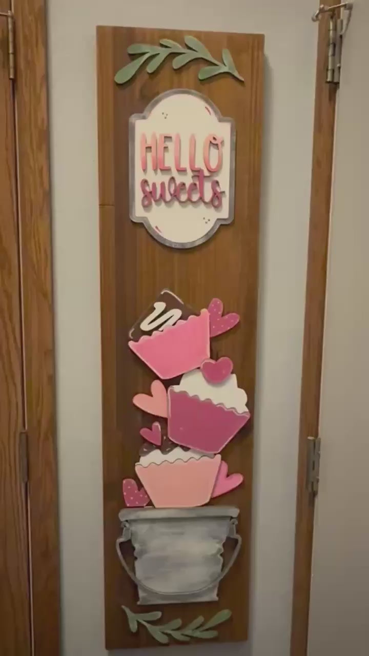 Interchangeable DIY Porch Leaner Insert – Hello Sweets Insert Set – Wood Paint Kit