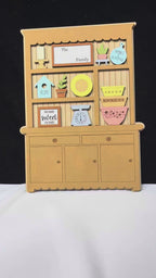 DIY Farmhouse Hutch Shelf Sitter – Unfinished Laser Cut Wood Kit – Rustic Tiered Tray Decor – Home Sweet Home Sign–Country Kitchen Craft Kit