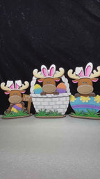 DIY Easter Moose Shelf Sitters – Set of 3 – Unfinished Wood Blanks – Laser Cut DIY Decor