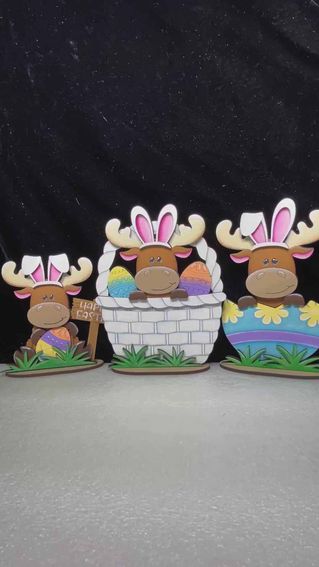 DIY Easter Moose Shelf Sitters – Set of 3 – Unfinished Wood Blanks – Laser Cut DIY Decor