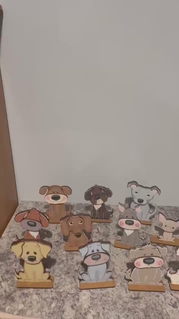 Dog Shelf Sitters DIY Wood Paint Kit | Unfinished Dog Wood Blanks | Tiered Tray Dogs | Paint Party Craft | Handmade Gift