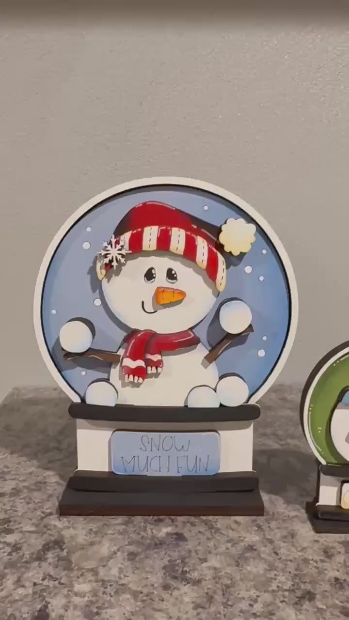Winter Snowman Snow Globe Insert: DIY Wood Paint Kit