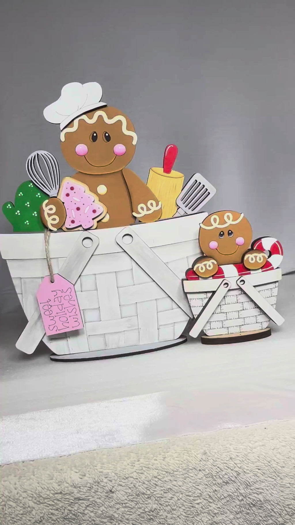 Christmas Gingerbread Insert for the Flower Basket,  Interchangeable DIY Wood Paint