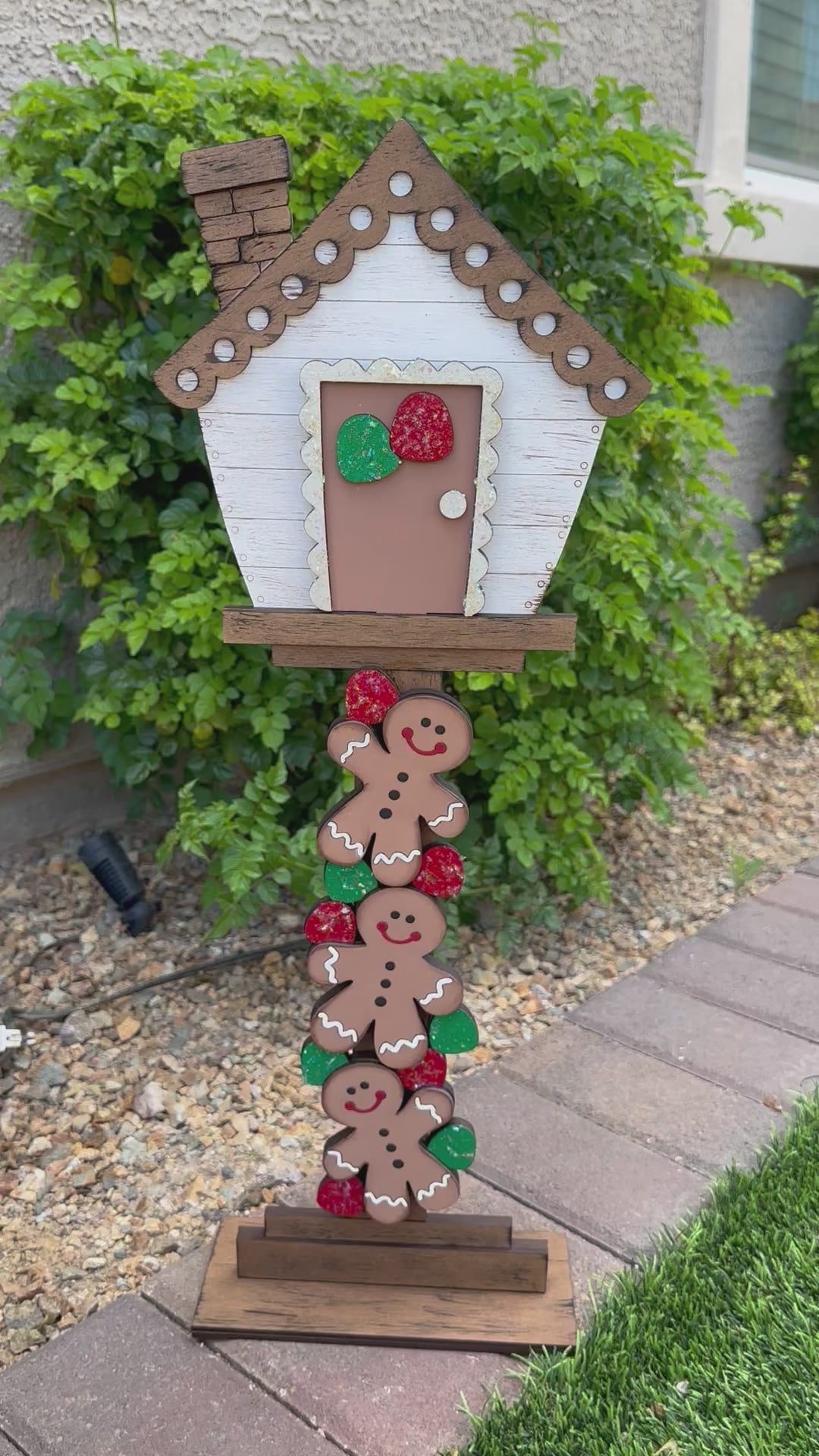 Christmas Insert for our Interchangeable Birdhouse Post, Santa and Snowman