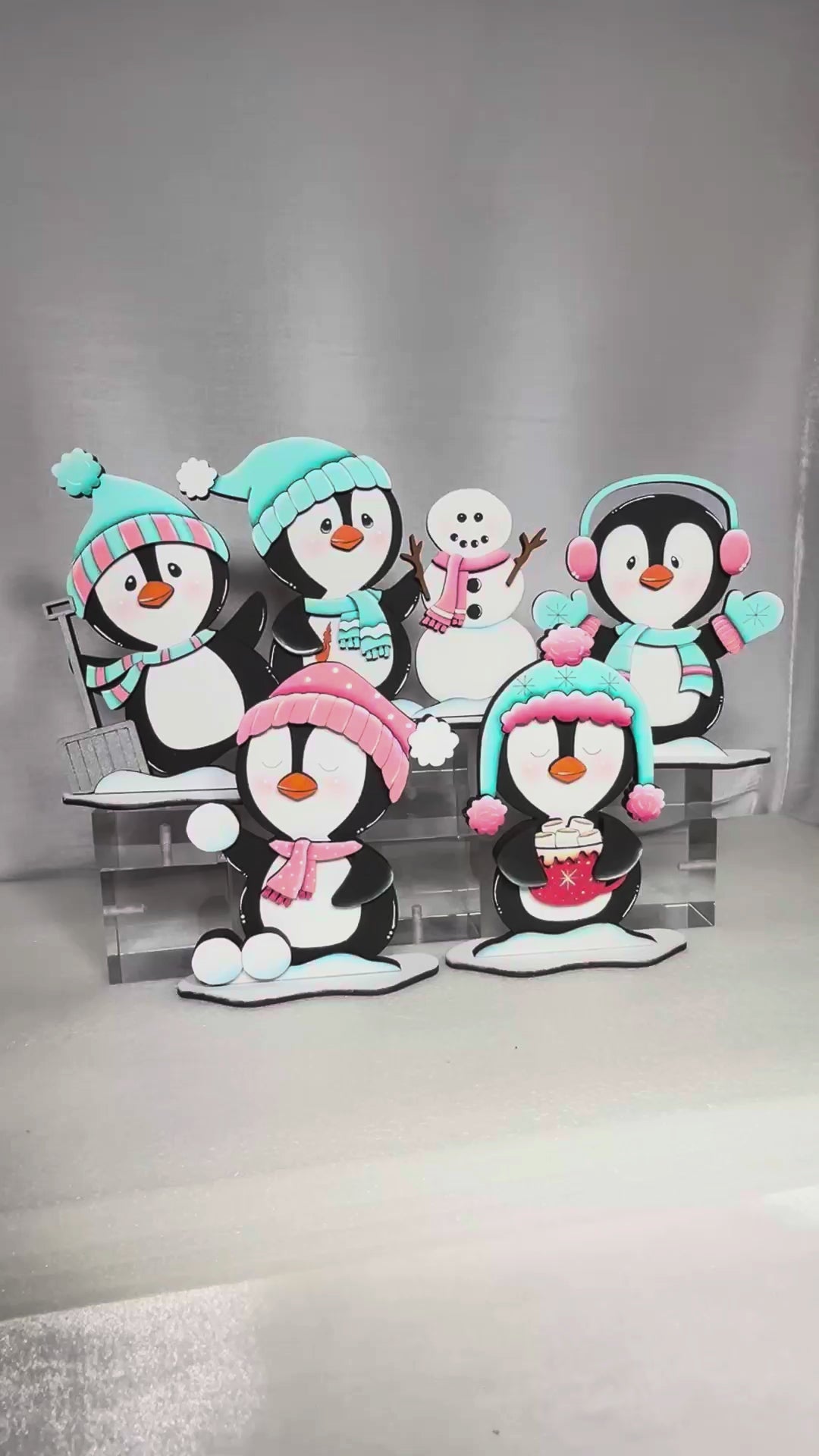 Winter Penguin Wood Kit - Layered DIY Christmas Craft Kit for Holiday Shelf Decor