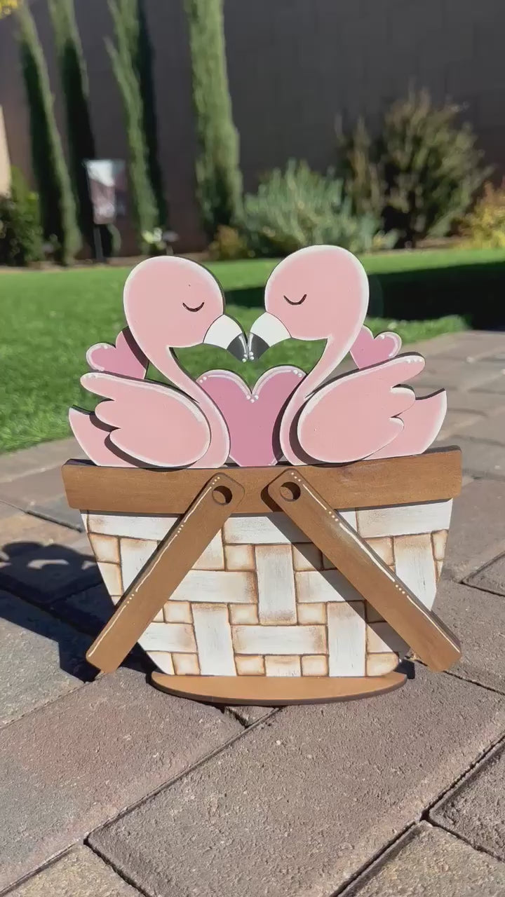 Flamingo Valentine Insert for the Interchangeable Flower Basket