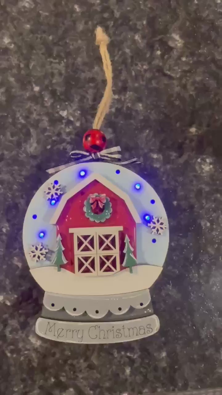 Lighted Snow Globe DIY Holiday Decor – Wood Craft Kit with Engraved Details