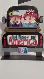 Interchangeable Farmhouse Primitive Raggedy Ann & Andy Truck Insert,  Seasonal Truck, DIY Truck Kit,