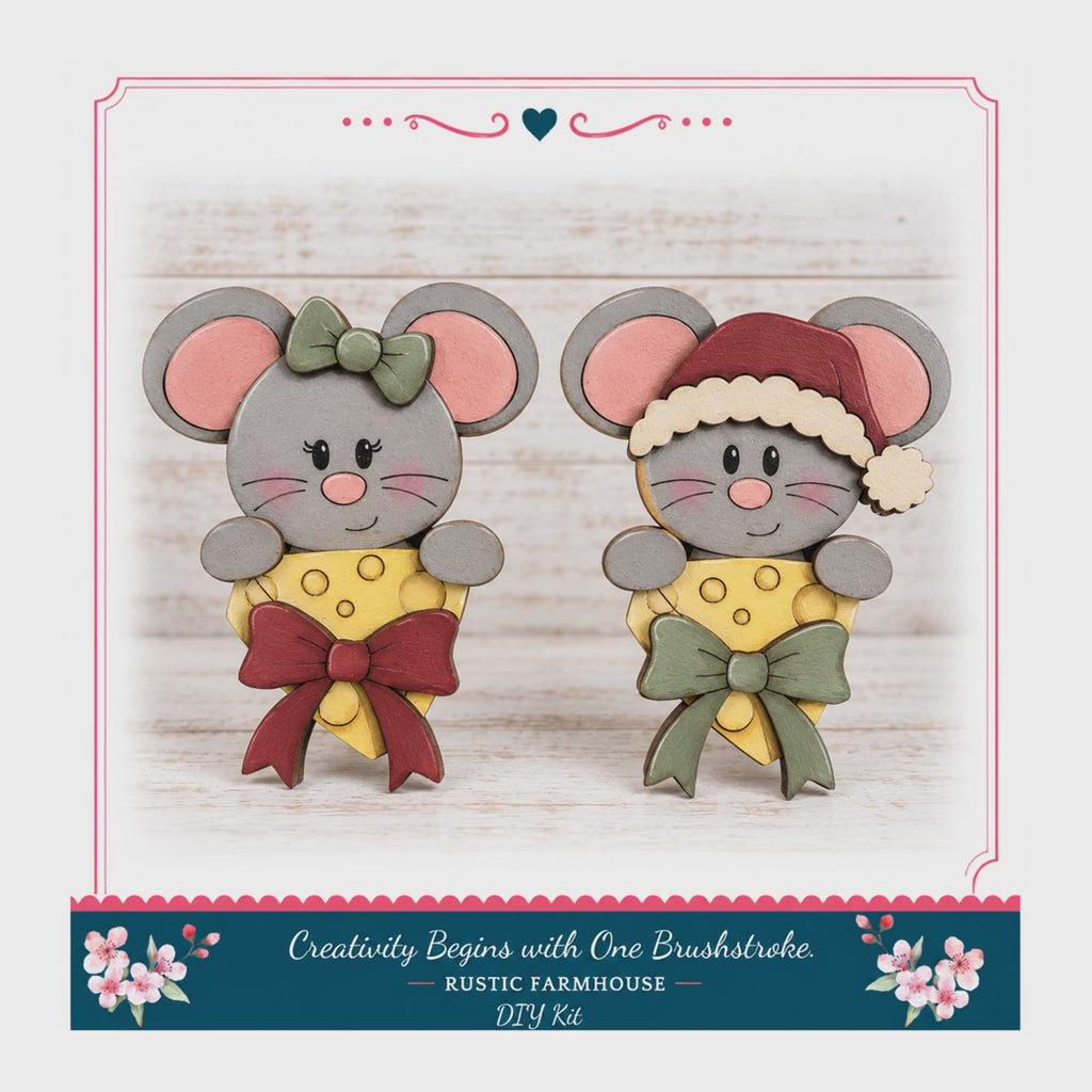 Christmas Mouse Craft Kit, MDF Mug Hugger 4" Unfinished Paint Kit