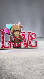 Highland Cow LOVE Shelf Sitter DIY | Valentine Decor | Unfinished Wood Paint Kit | Farmhouse Valentine