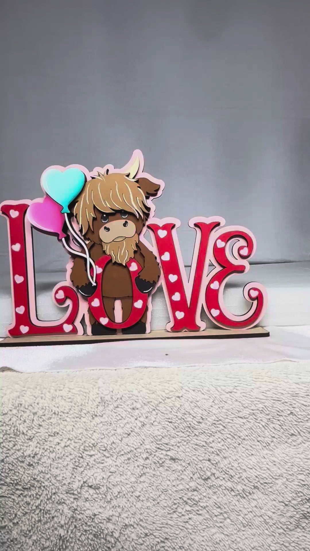 Highland Cow LOVE Shelf Sitter DIY | Valentine Decor | Unfinished Wood Paint Kit | Farmhouse Valentine