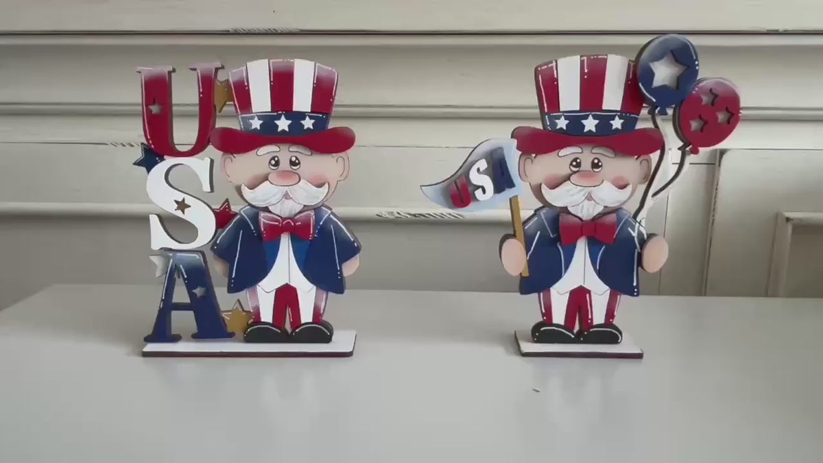 Standing Uncle Sam USA DIY Kit, Patriotic Wood Decor, 4th of July Shelf Sitter, Americana Craft Kit