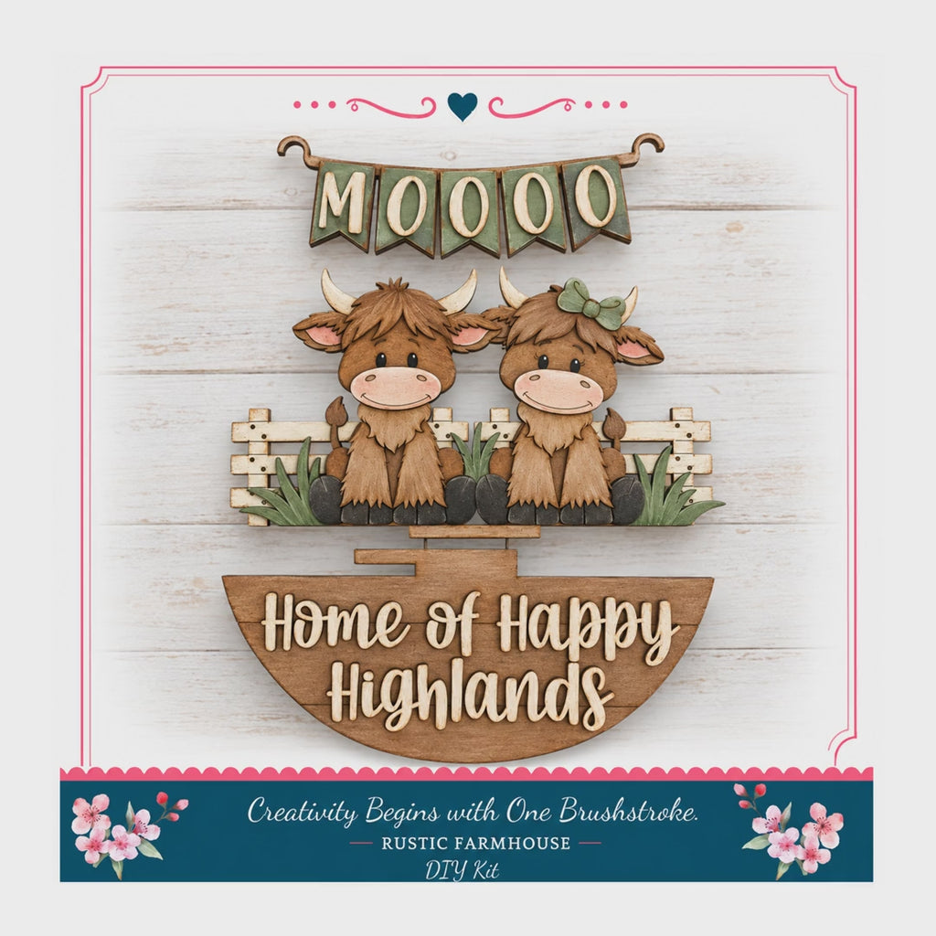 Highland Cow Sign Insert, DIY Wood Kit, Fits 11" Round Tag Base!!