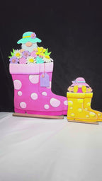 BASE - DIY Rain Boot Base – Wooden Base for Flower Basket Inserts – Standard & Mini Sizes – Unfinished Laser Cut Wood Blank