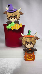 Adorable Mug Hugger | Halloween Highland and Moose | Perfect Gift Topper for Mugs, Plants, and More!