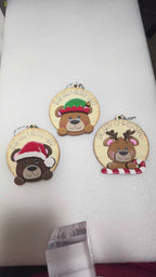 DIY Bear Christmas Ornaments Wood Paint Kit | Holiday Craft Set | Handmade Christmas Tree Decor