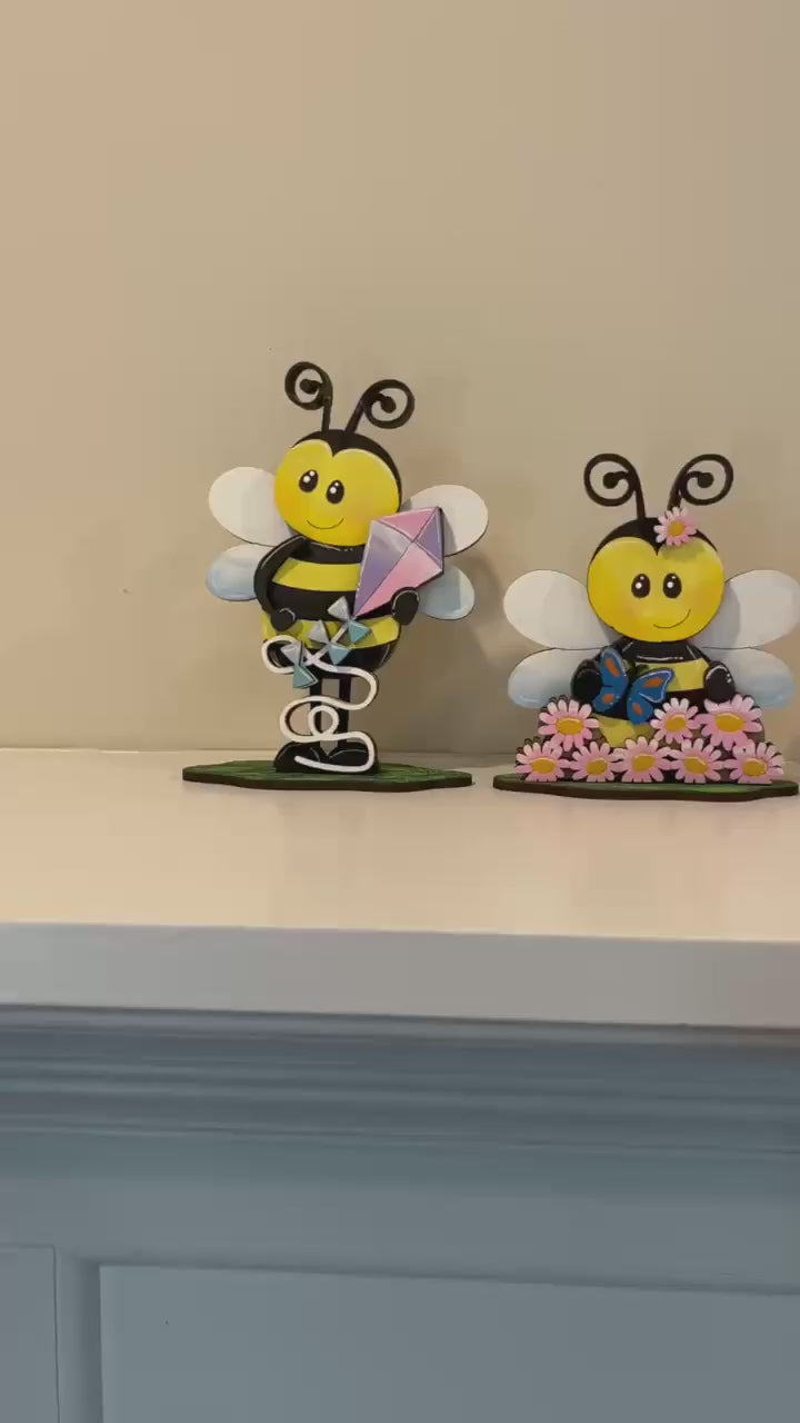 Spring Bee DIY Shelf Sitter | Unfinished MDF Wood Spring Paint Kit