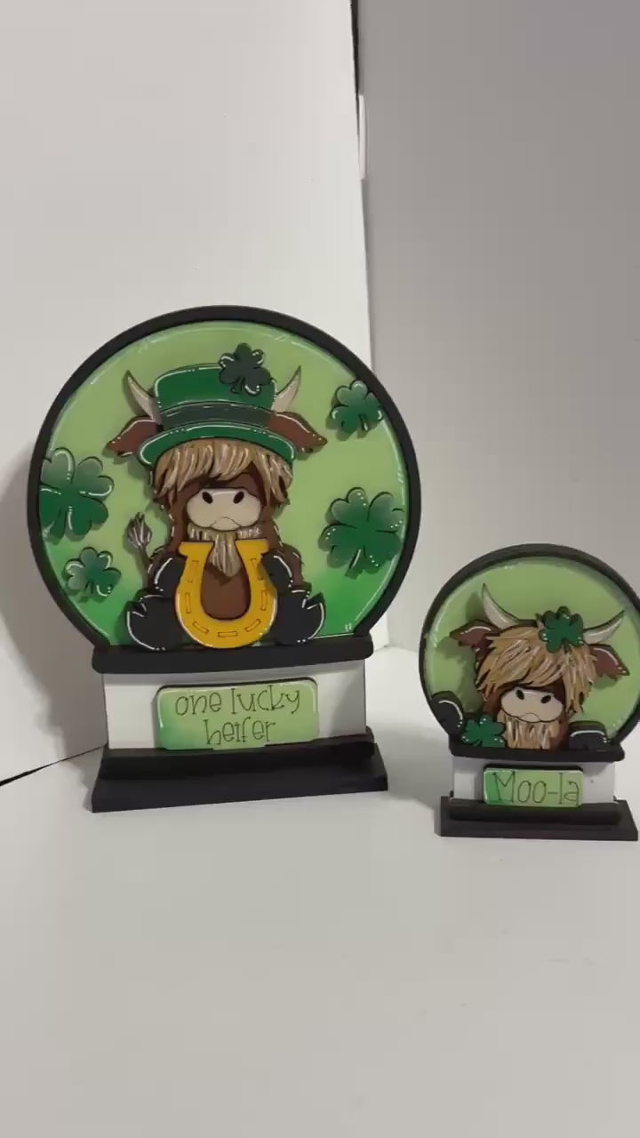 St Patrick's Day Highland Snow Globe Inserts, DIY Interchangeable Decor Inserts- Wood Paint Kit