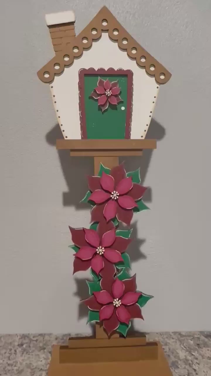 Poinsetta Insert for our Interchangeable Birdhouse Post
