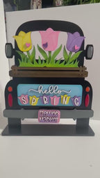 Interchangeable Farmhouse Spring Tulips Truck Insert, DIY Truck Kit, Interchangeable Farmhouse Truck  DIY Kit