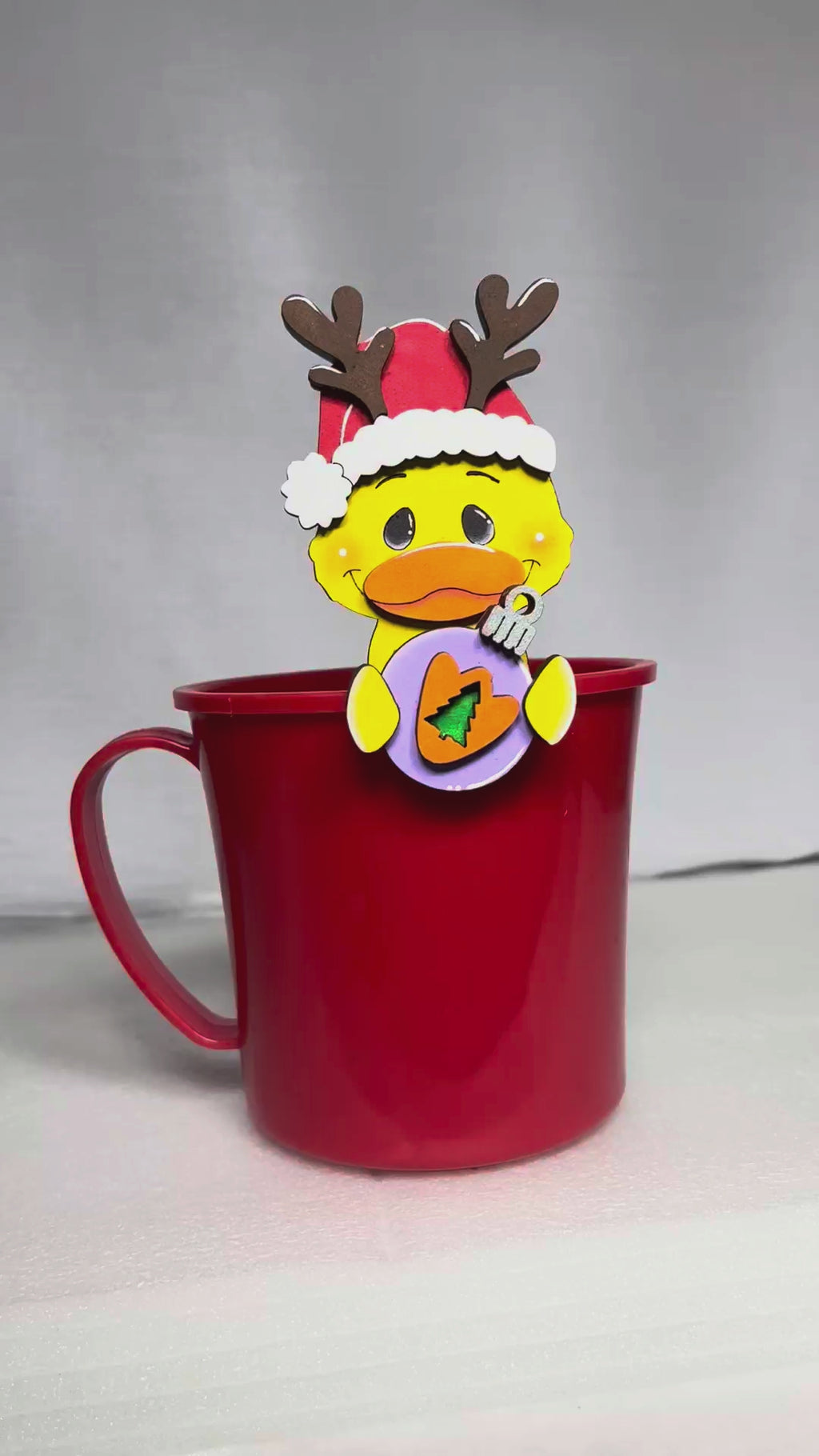 Adorable Mug Hugger | Christmas Duck | Perfect Gift Topper for Mugs, Plants, and More!
