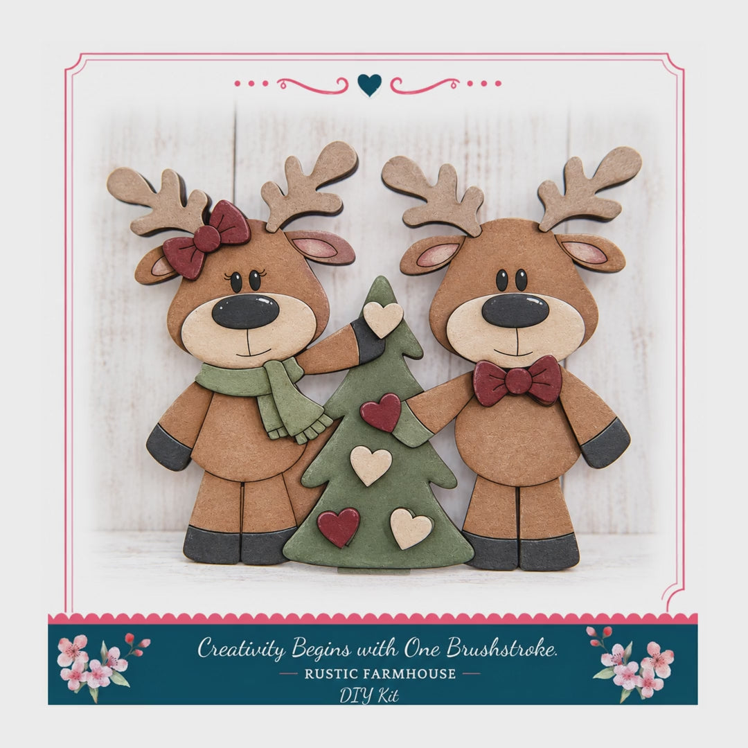 DIY Christmas Craft Kit, Reindeer Shelf Sitter 8.3x6.7In Unf. MDF