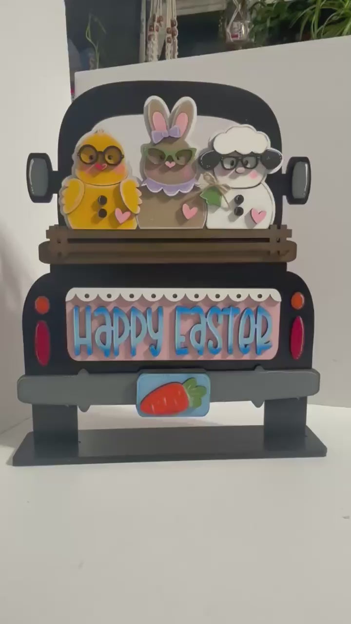 Interchangeable Farmhouse Easter Friends Truck Insert, DIY Truck Kit, Interchangeable Farmhouse Truck  DIY Kit