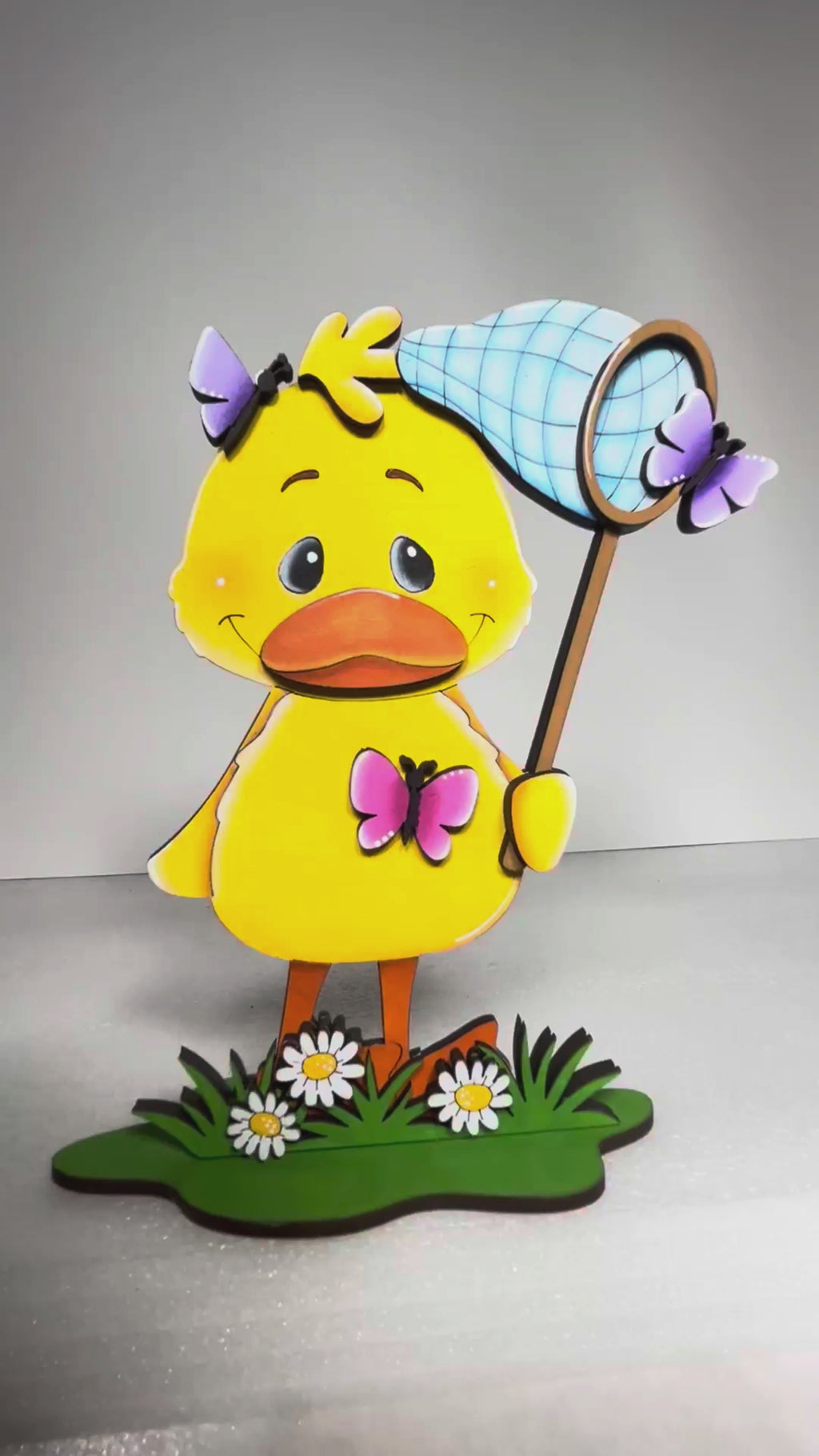 Spring Duck with Butterfly Net DIY Wood Paint Kit – Easter Shelf Sitter Decor