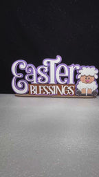DIY Easter Blessings Sign Kit – Unfinished Wood Craft with Cute Lamb – Paint Your Own Easter Decor