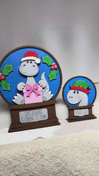 Christmas Dinosaur for the  Interchangeable Snow Globe Insert, DIY Wood Kit,  Interchangeable Snow Globe Decor