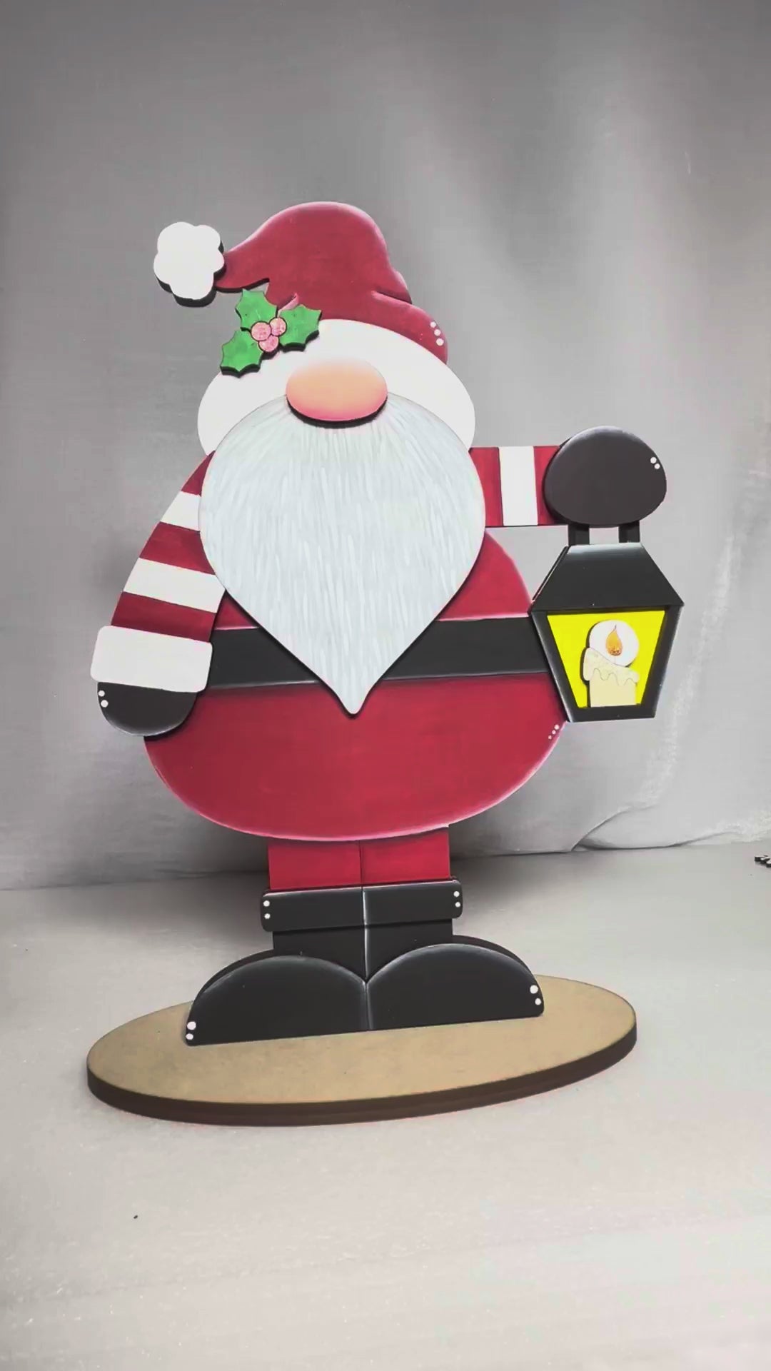 Santa Lantern Gnome Shelf Sitter | DIY Wood Paint Kit | Christmas Gnome Craft