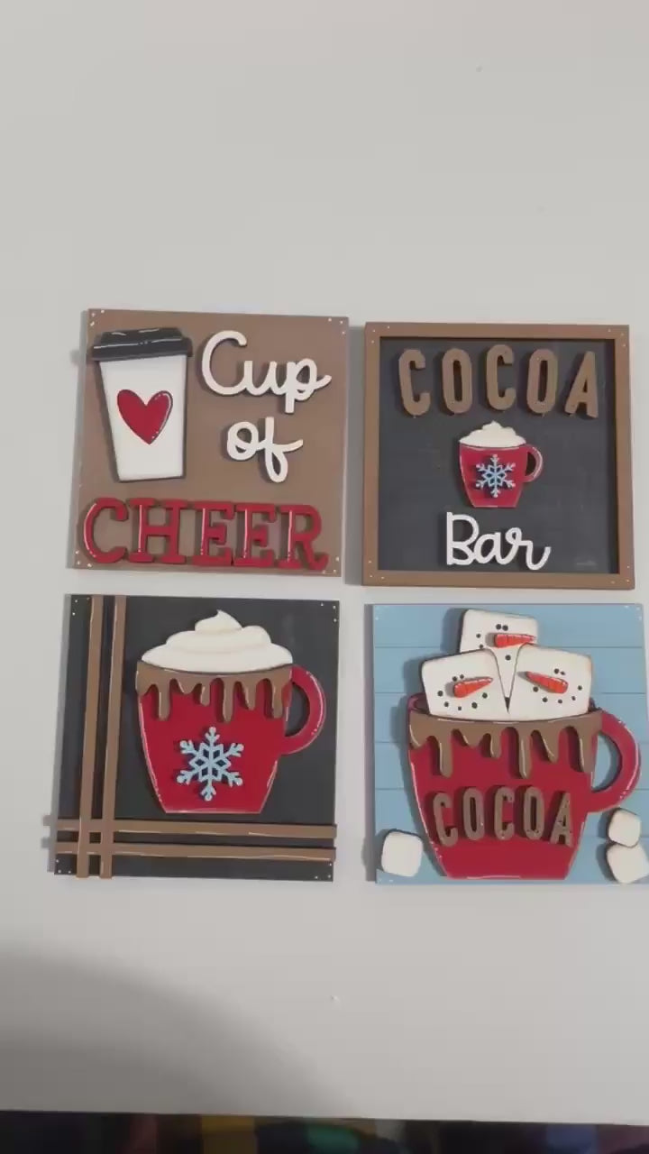 Winter Hot Cocoa Farmhouse Interchangeable Tiles For The Leaning Ladder and other Interchangeable Bases DIY Kit