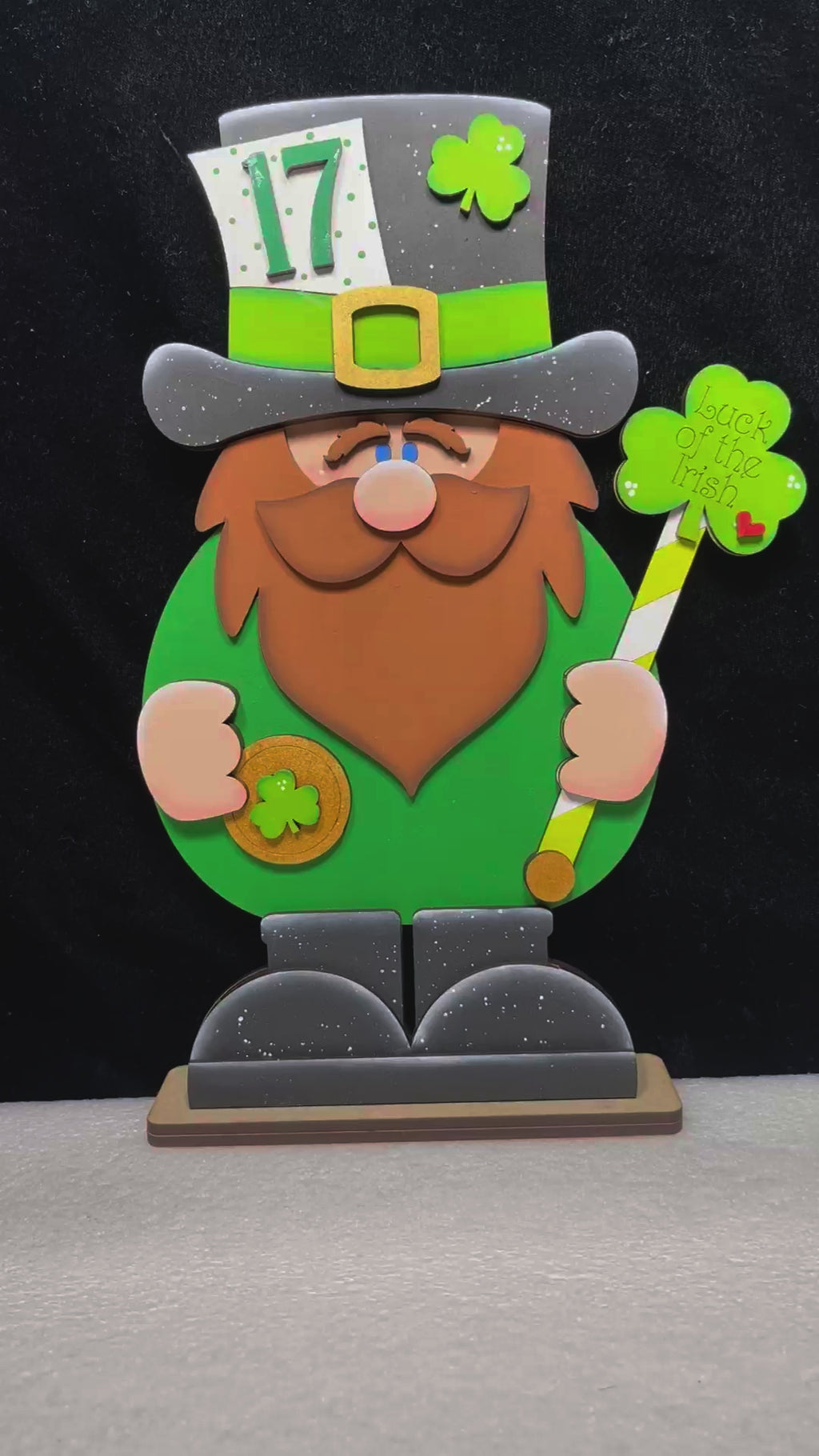DIY Leprechaun Shelf SitterKit – St. Patrick’s Day Wood Blank – Lucky Irish Decor – Paint Your Own Kit – Unfinished Laser Cut Wood