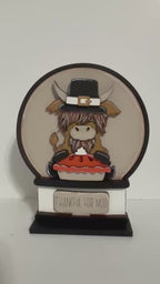 Thanksgiving Highland Cow insert for Snow Globe DIY Interchangeable Decor Inserts, Wood Paint Kit