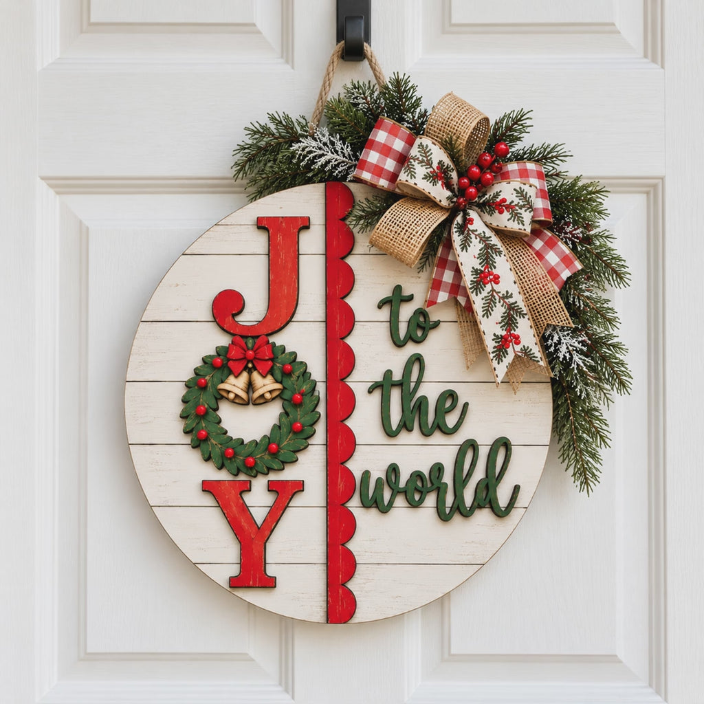 DIY Door Hanger Joy to the World Round Christmas Sign Unfinished Farmhouse Craft Kit