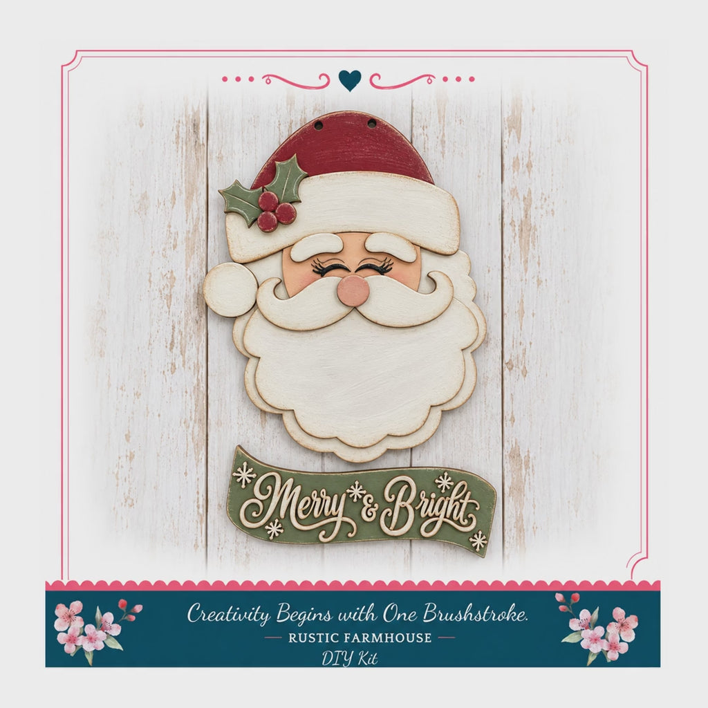 DIY Santa Door Hanger, Wood Paint Kit 10 in & 16 in, Laser Etched