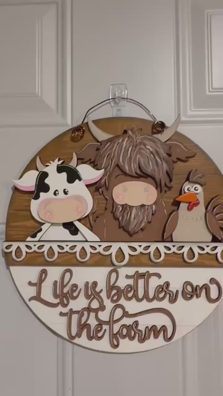 Interchangeable Cow Farm Insert - Interchangeable for Round or Tag Bases