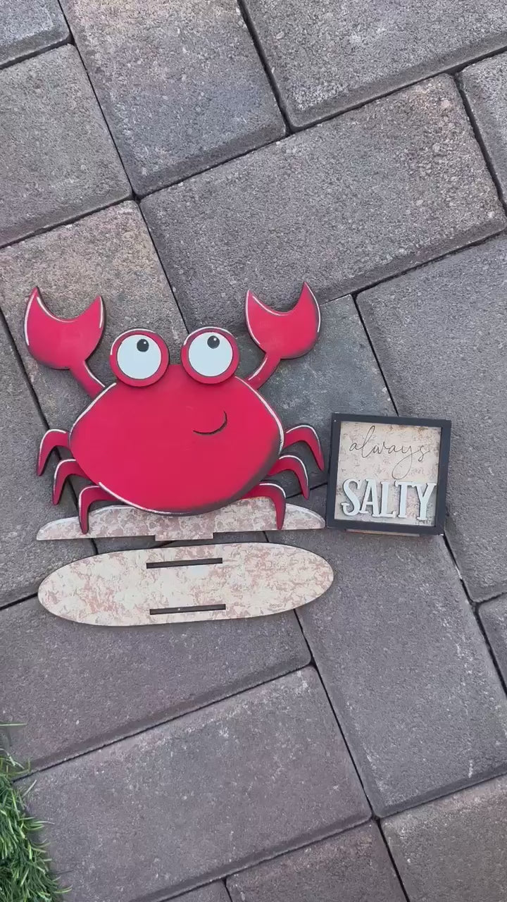 Crab with 12 Interchangeable Seasonal Hats, Insert and tile holder, Season DIY Decor