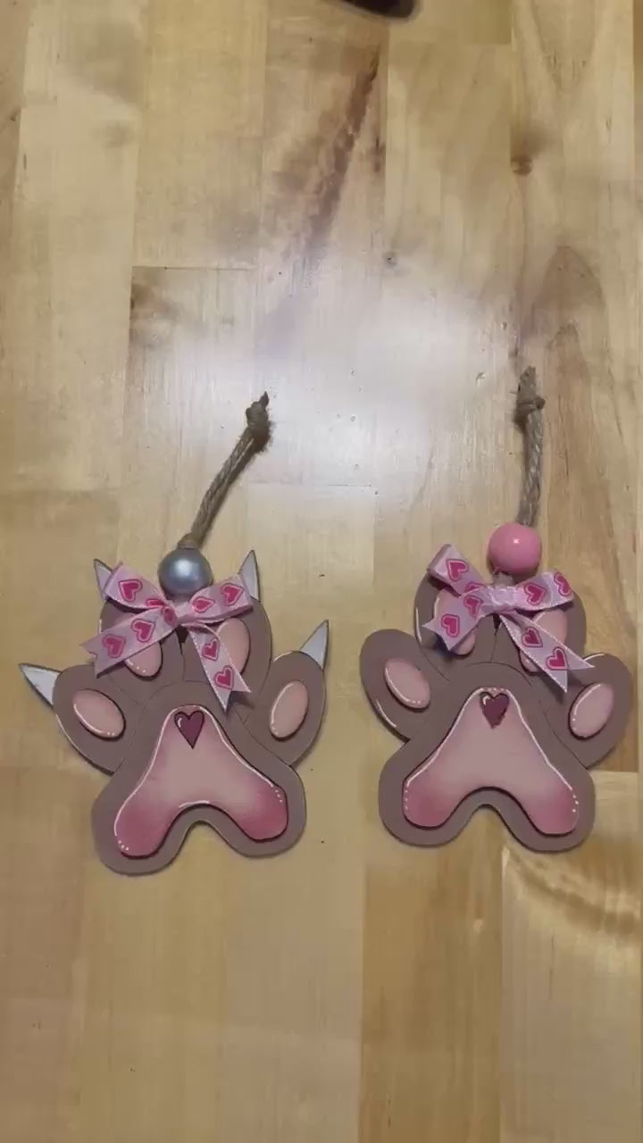 Dog or Cat Paw Print Ornament, Funny Christmas Ornament, DIY Wood Paint Kit