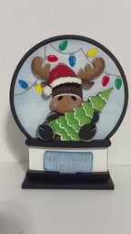 Moose Christmas Insert for Snow Globe DIY Interchangeable Decor Inserts- Wood Paint Kit,  Have a Moosey Christmas