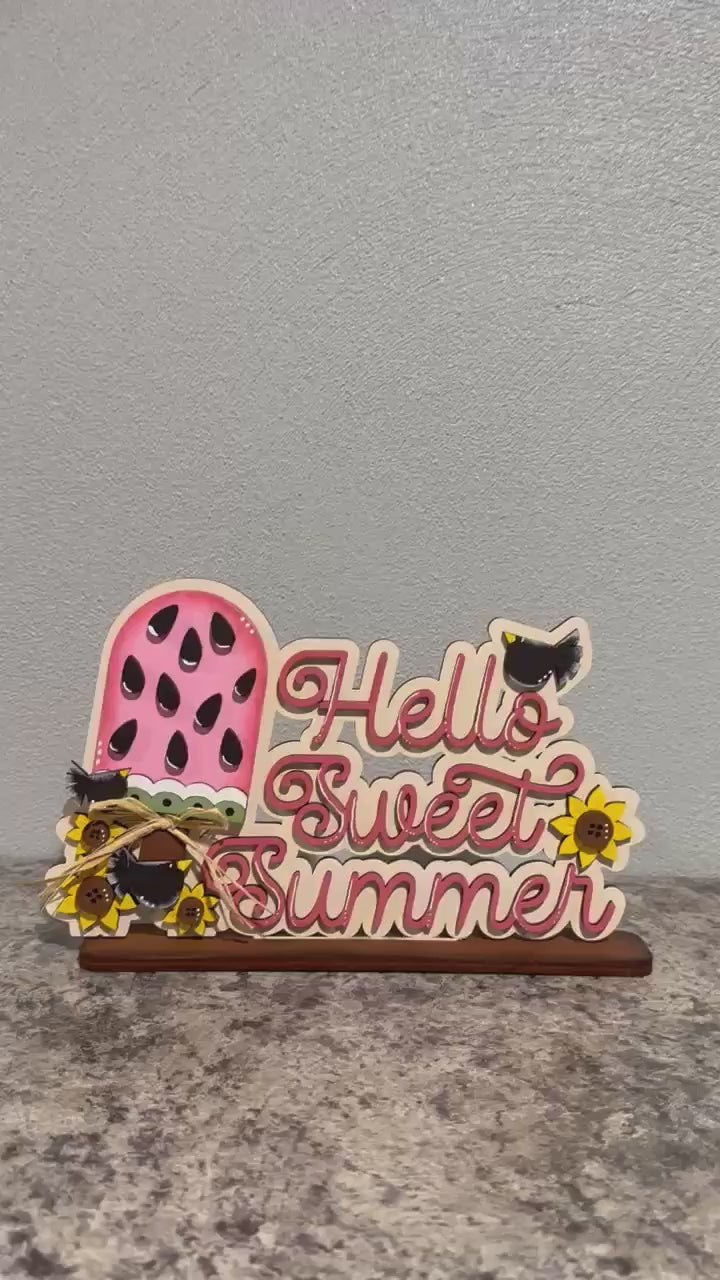 Hello Sweet Summer Shelf Sitter – Layered Paint Kit | 6" x 9.5" Popsicle Summer Décor