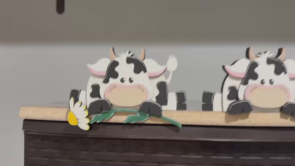 DIY Dangling Dairy Cow Shelf Sitter Kit, Unfinished Wood Cow Paint Kit, Bench Dangle Farmhouse Summer Decor