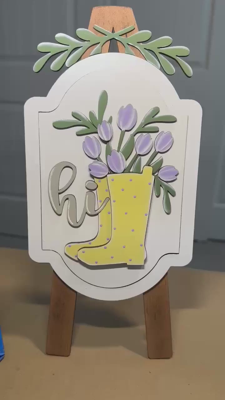Easel Interchangeable insert " Spring Showers Rain Boots" Sign - Interchangeable Easel Kit – Shelf Sitter
