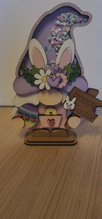 Easter Bunny Gnome Shaker Shelf Sitter, Unfinished DIY Wood Kit