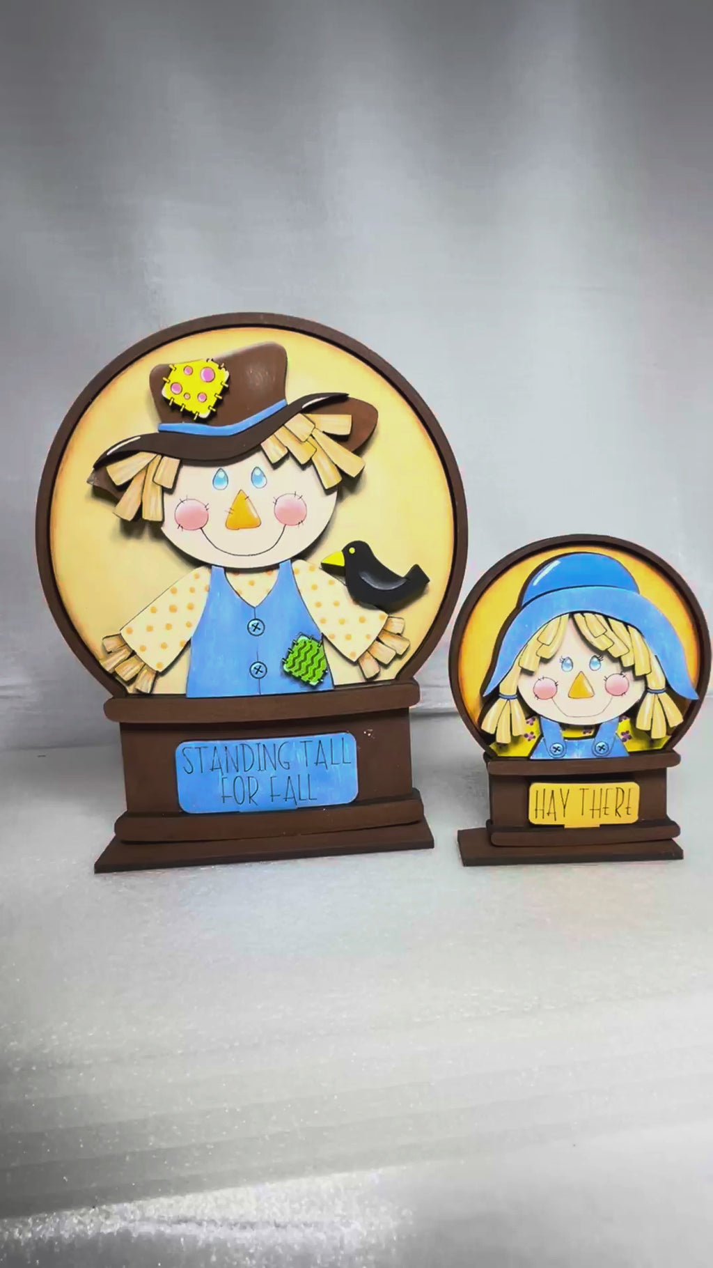 Fall Scarecrows for the  Interchangeable Snow Globe Insert, DIY Wood Kit,  Interchangeable Snow Globe Decor