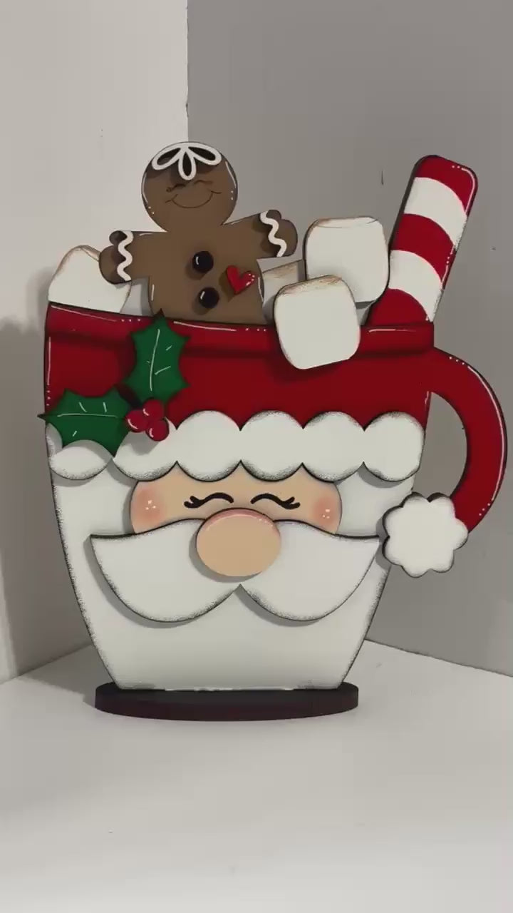 Santa Hot Cocoa Cup Of Cheer Shelf Sitter, DIY Wood Craft Kit