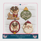 DIY Wooden Paint Kit, Retro Christmas Ornament Set, 4-Piece, 5 In