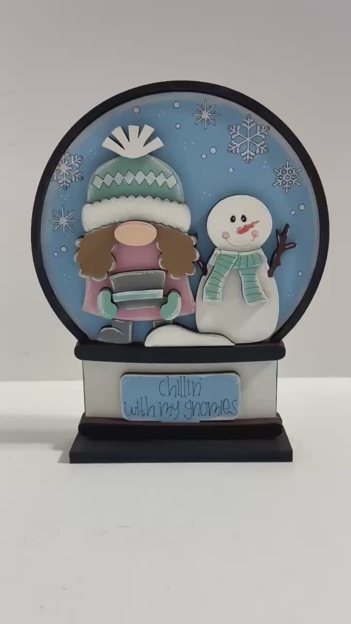 Winter Gnome insert for Snow Globe DIY Interchangeable Decor Inserts, Wood Paint Kit